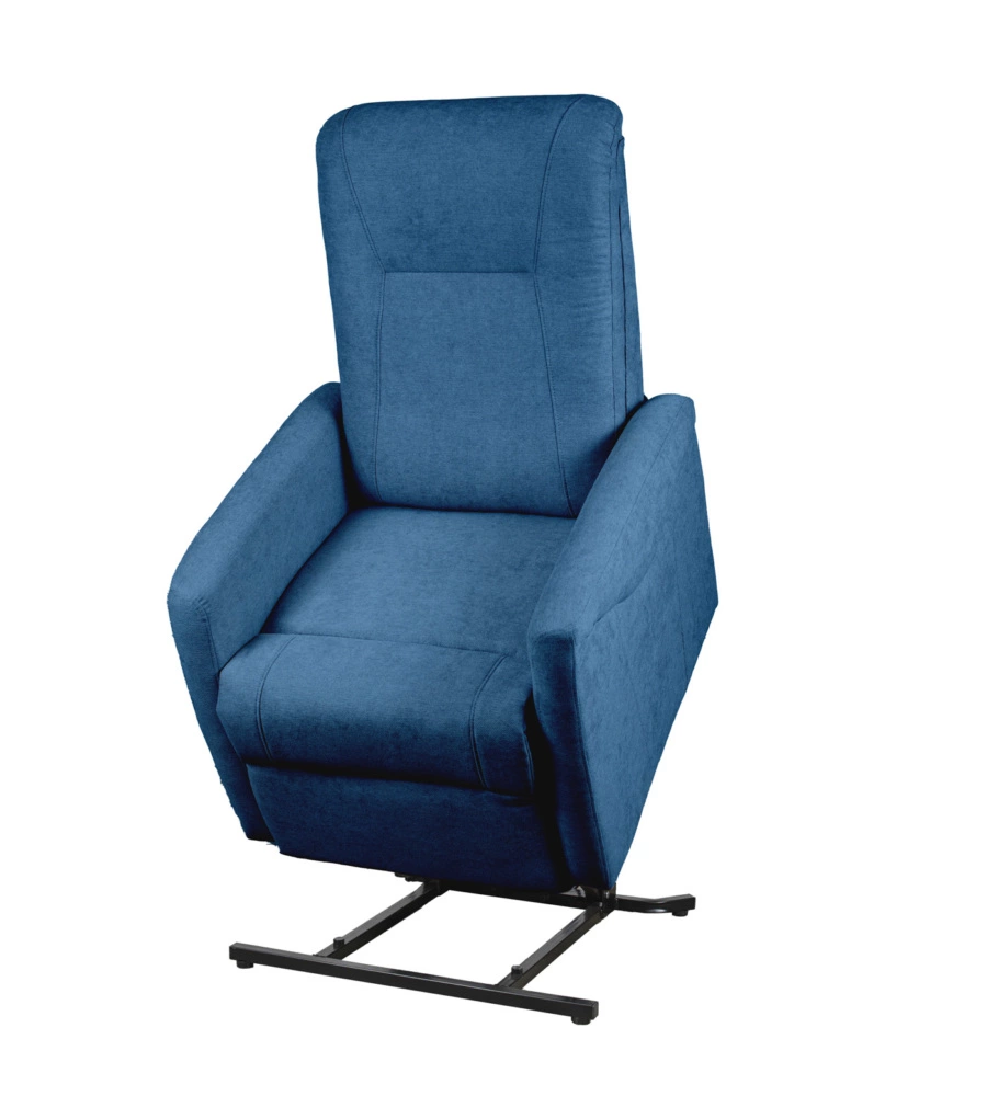 POLTRONA MASSAGGIANTE "SIENA" CON RECLINER ELETTRICO IN TESSUTO BLU, 75X93X105 CM